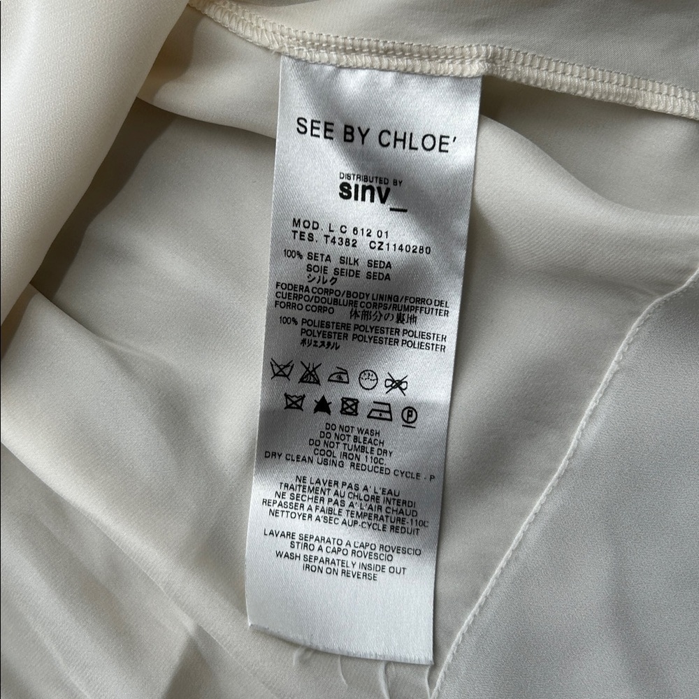 See by Chloé 100% Silk Babydoll Cami Top | Size 2 | Cream Ecru | EUC - Picture 8 of 10